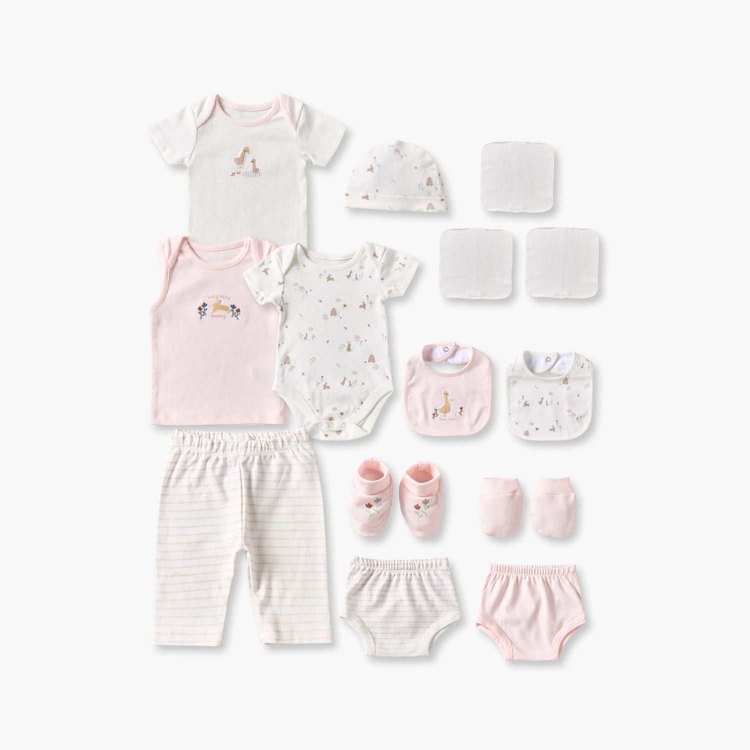 Set of 14 Juniors Clothing Gift Set with Cute Print - Pink / 0-3 mths