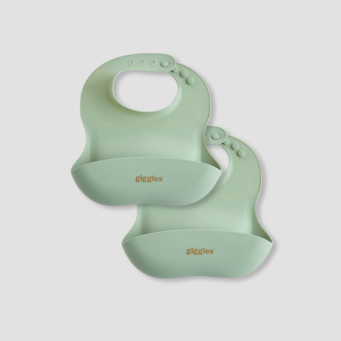 Giggles Silicone Bib with Button Closure - Set of 2