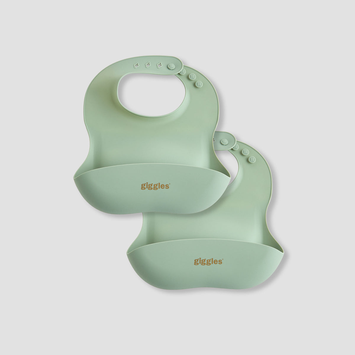 Giggles Silicone Bib with Button Closure - Set of 2
