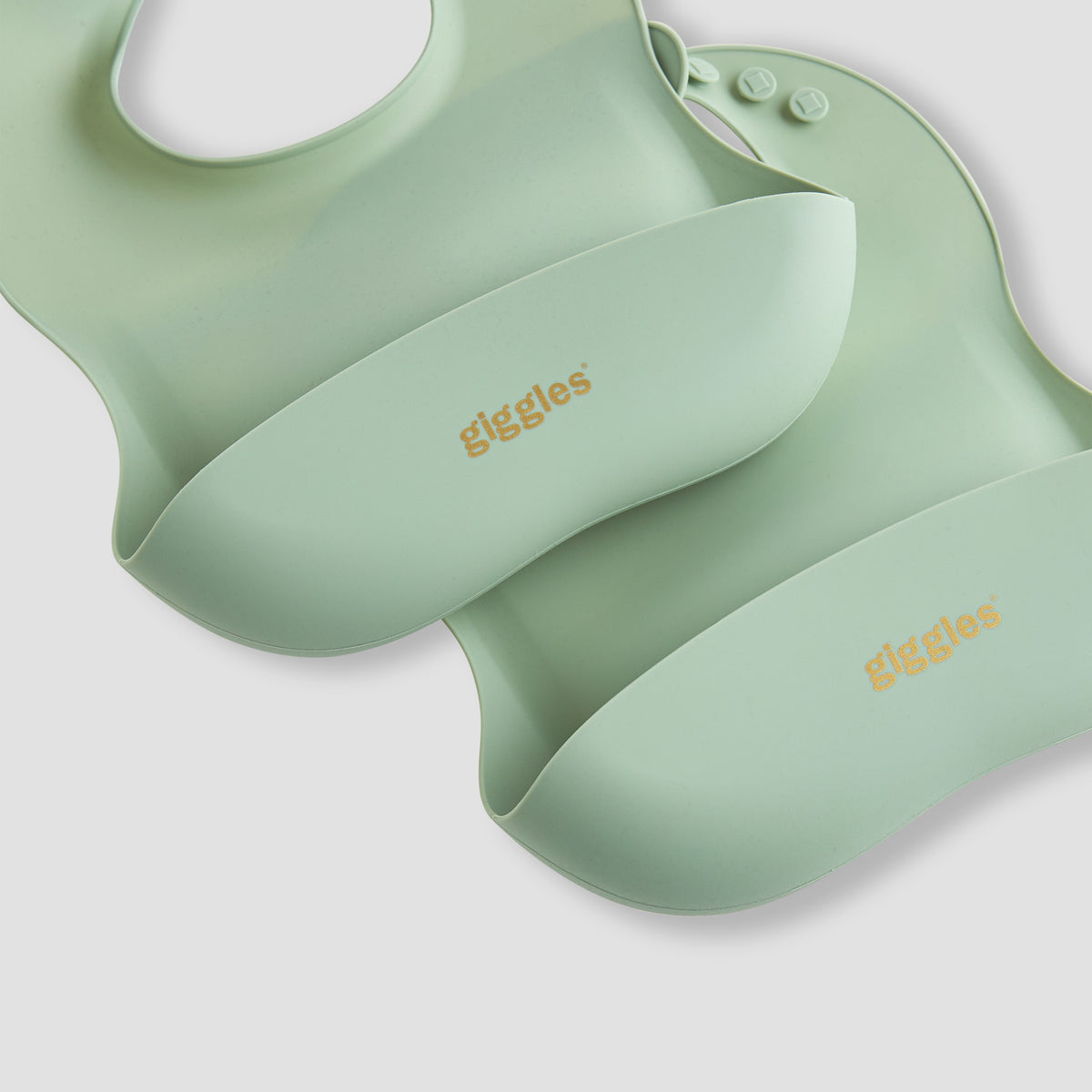 Giggles Silicone Bib with Button Closure - Set of 2