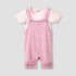 Juniors Crew Neck Short Sleeve T-shirt and Dungaree Set with Floral Print - Pink / 12-18 mths