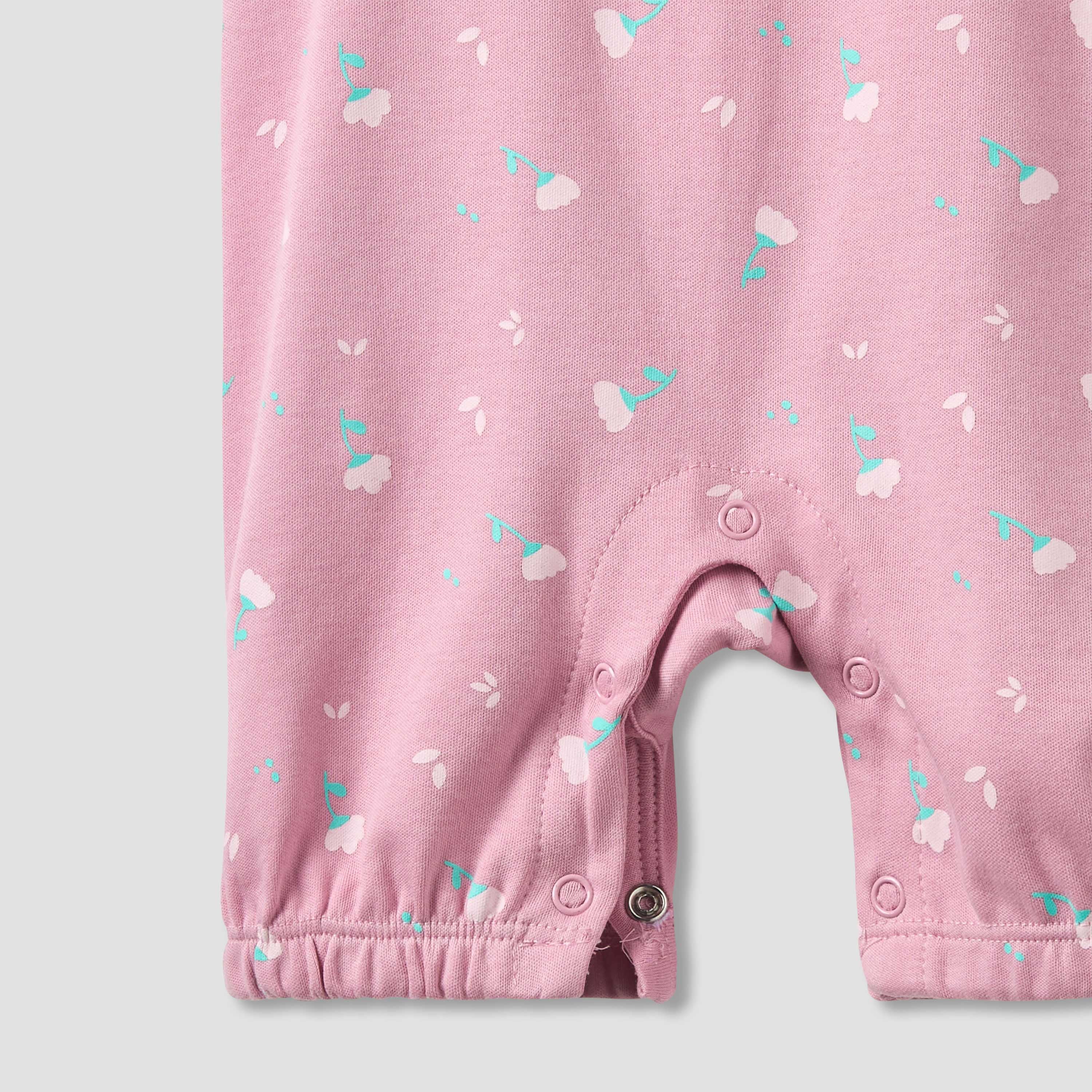 Juniors Crew Neck Short Sleeve T-shirt and Dungaree Set with Floral Print