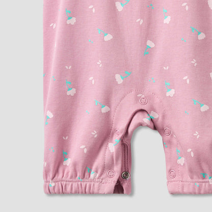 Juniors Crew Neck Short Sleeve T-shirt and Dungaree Set with Floral Print