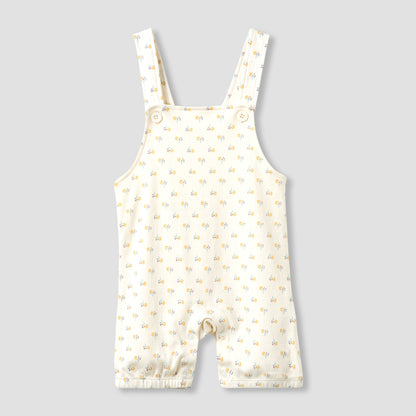 Juniors Crew Neck Short Sleeve T-shirt and Dungaree Set with Floral Print