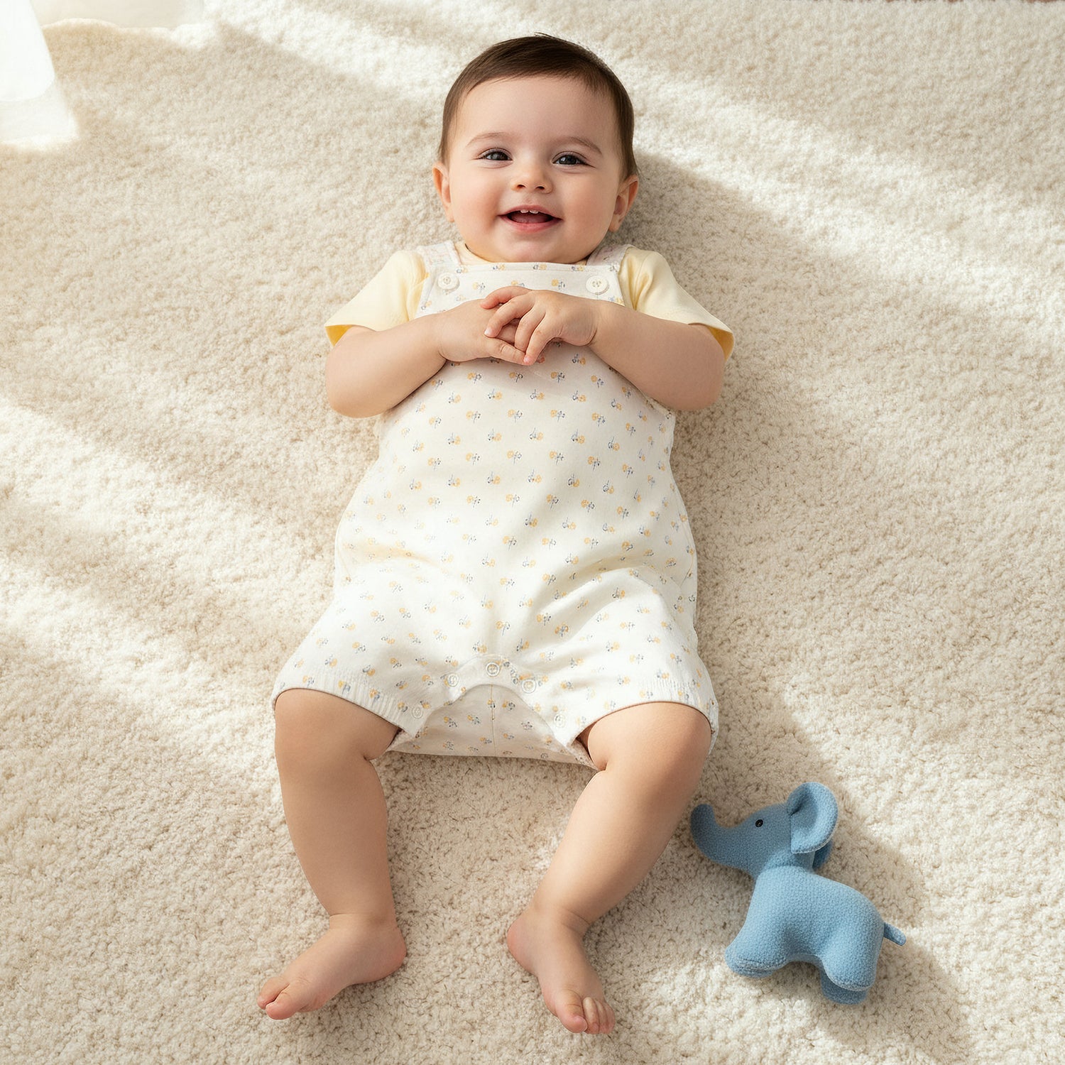 Juniors Crew Neck Short Sleeve T-shirt and Dungaree Set with Floral Print