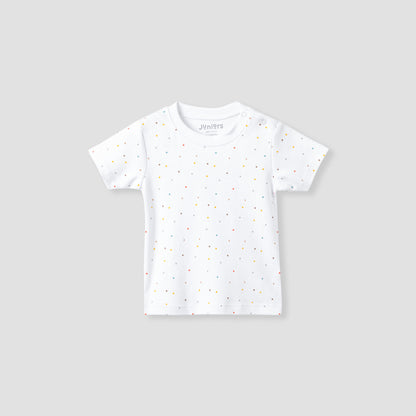 Juniors Round Neck Short Sleeve T-shirt and Dungaree Set with Duck Print