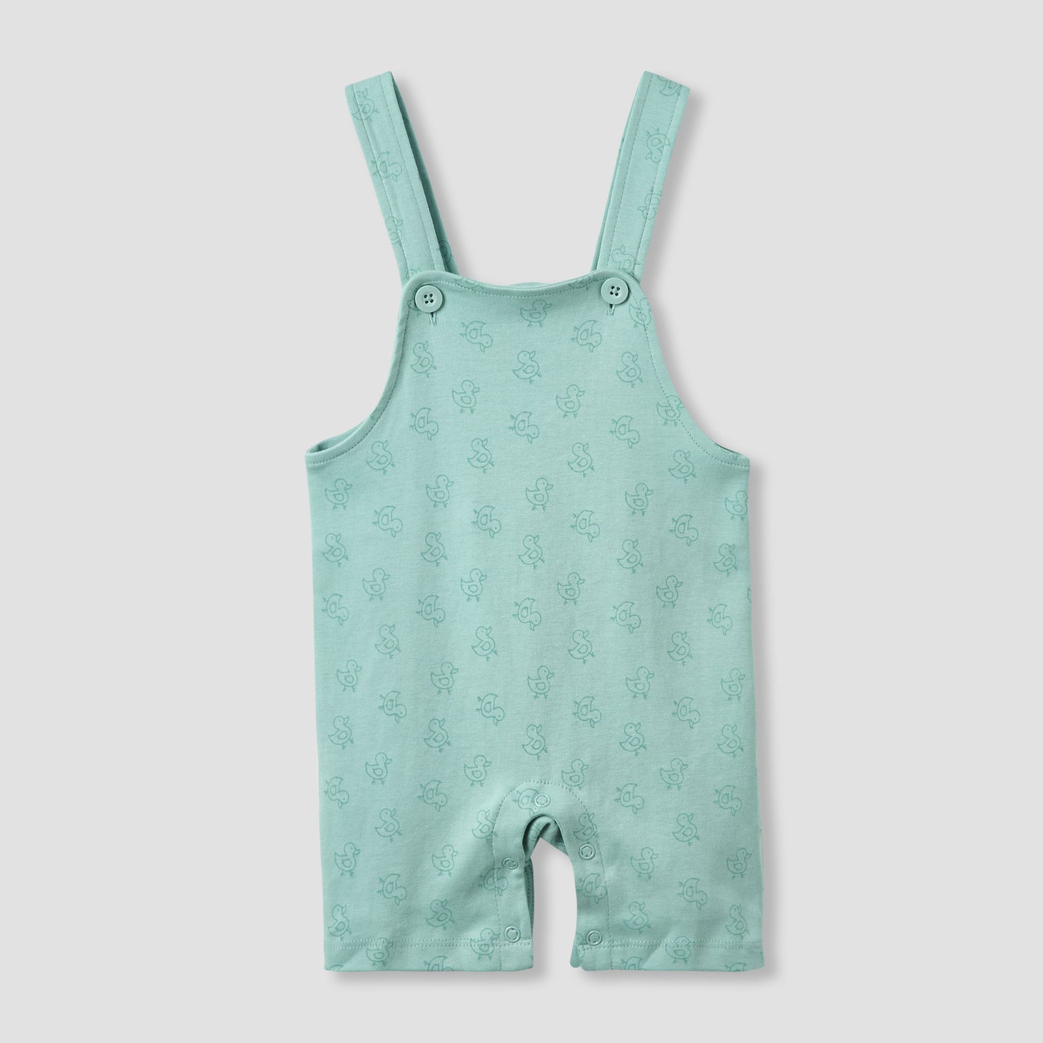 Juniors Round Neck Short Sleeve T-shirt and Dungaree Set with Duck Print