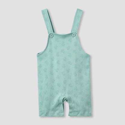 Juniors Round Neck Short Sleeve T-shirt and Dungaree Set with Duck Print
