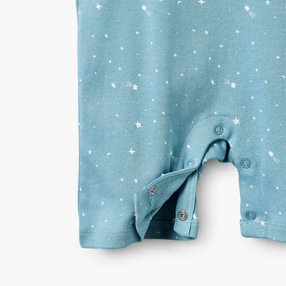 Juniors Crew Neck Short Sleeves T-shirt and Dungaree Set with Star Print