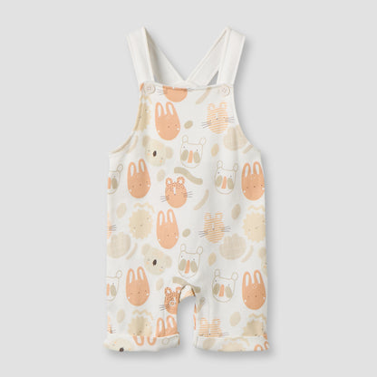Juniors Crew Neck Short Sleeves T-shirt and Dungaree Set with Snap Button Closure
