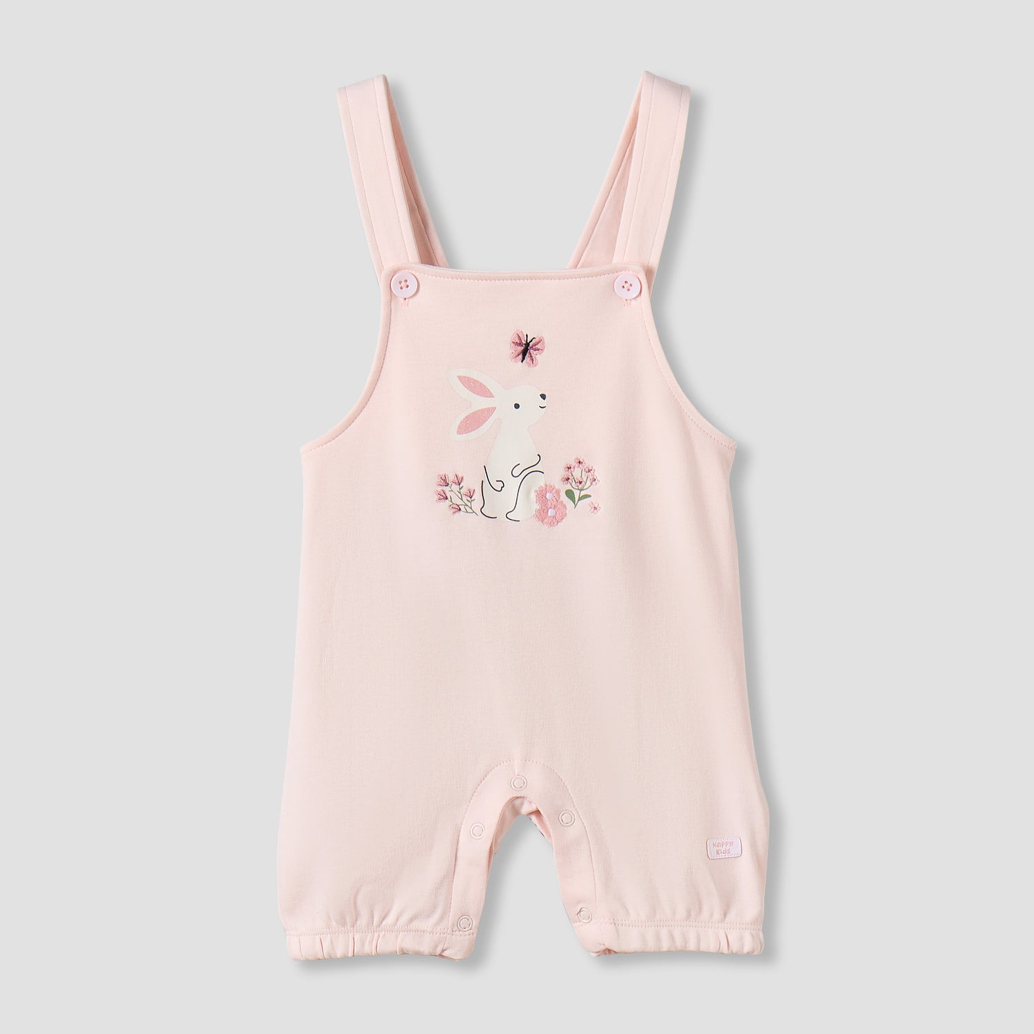 Juniors Short Sleeves T-shirt and Dungaree Set with Bunny Print