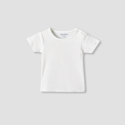 Juniors Short Sleeves T-shirt and Dungaree Set with Bunny Print