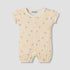 Juniors Round Neck Short Sleeves Romper with Floral Stripe Print - Yellow / 12-18 mths