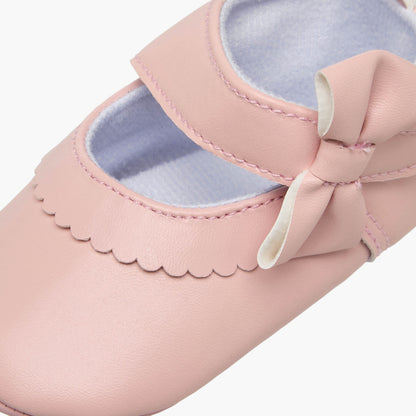Juniors Booties with Bow Applique and Scalloped Edge