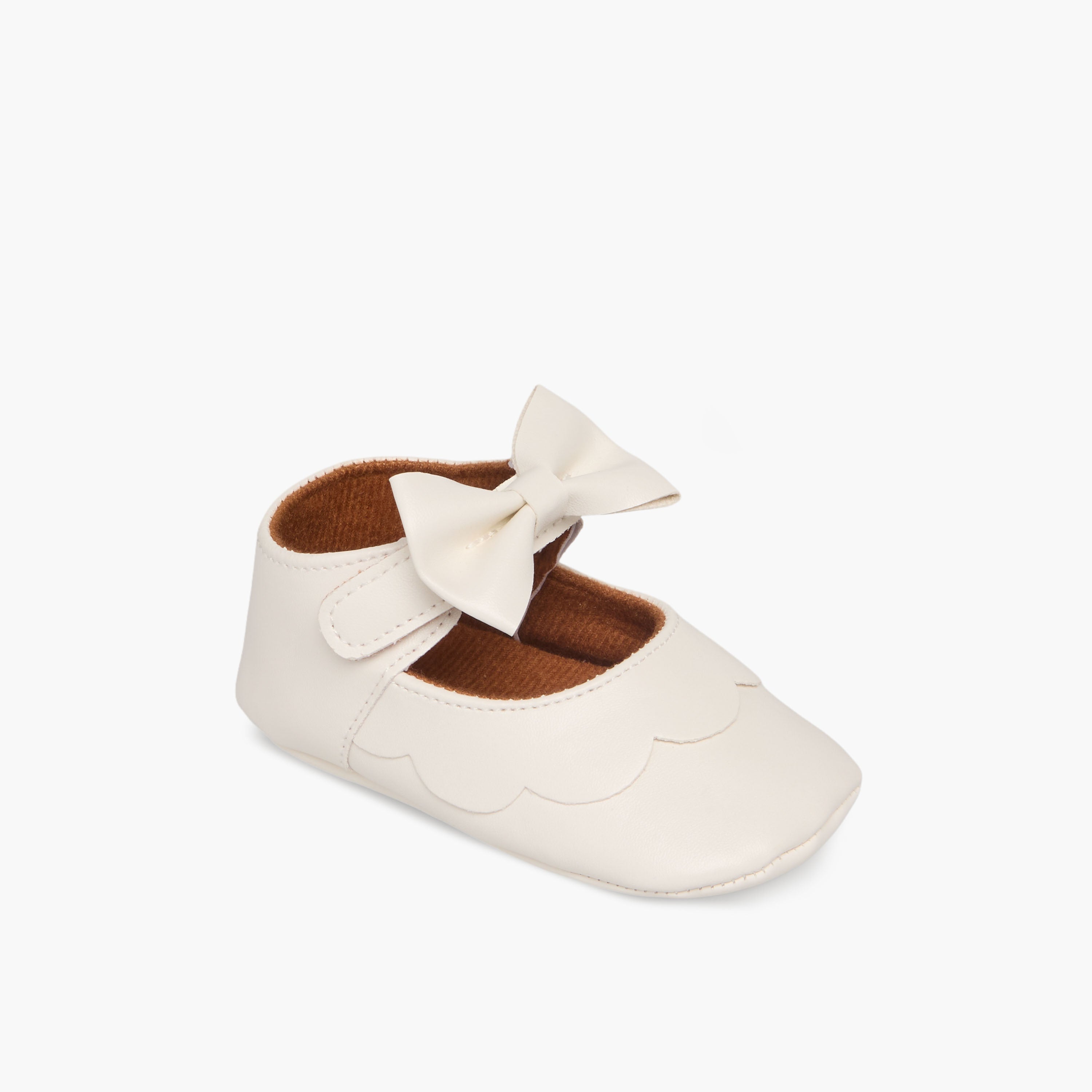 Juniors Booties with Hook and Loop Closure, Bow Accent