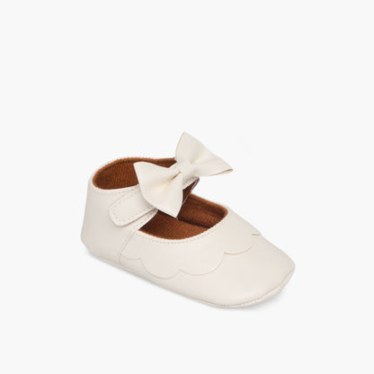 Juniors Booties with Hook and Loop Closure, Bow Accent