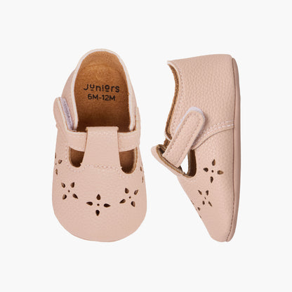 Juniors Booties with Hook and Loop Closure, Perforated Design - Pink / 12-18 mths