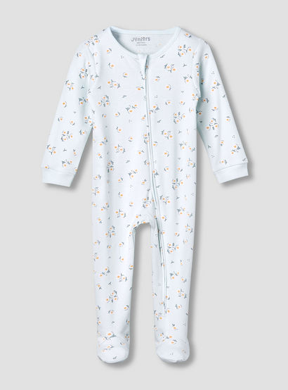 Juniors Cotton Round Neck Long Sleeve Sleepsuit with Zip Closure-baby-girls-clothing-nightwear-sleepsuits-image-2