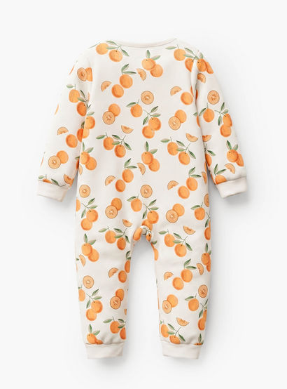 Juniors Cotton Crew Neck Long Sleeves Sleepsuit with Orange Print-baby-girls-clothing-nightwear-sleepsuits-image-3