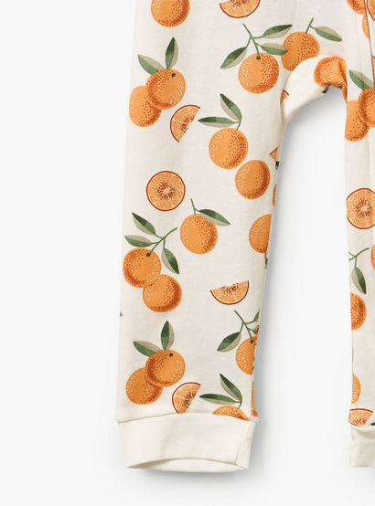 Juniors Cotton Crew Neck Long Sleeves Sleepsuit with Orange Print-baby-girls-clothing-nightwear-sleepsuits-image-4