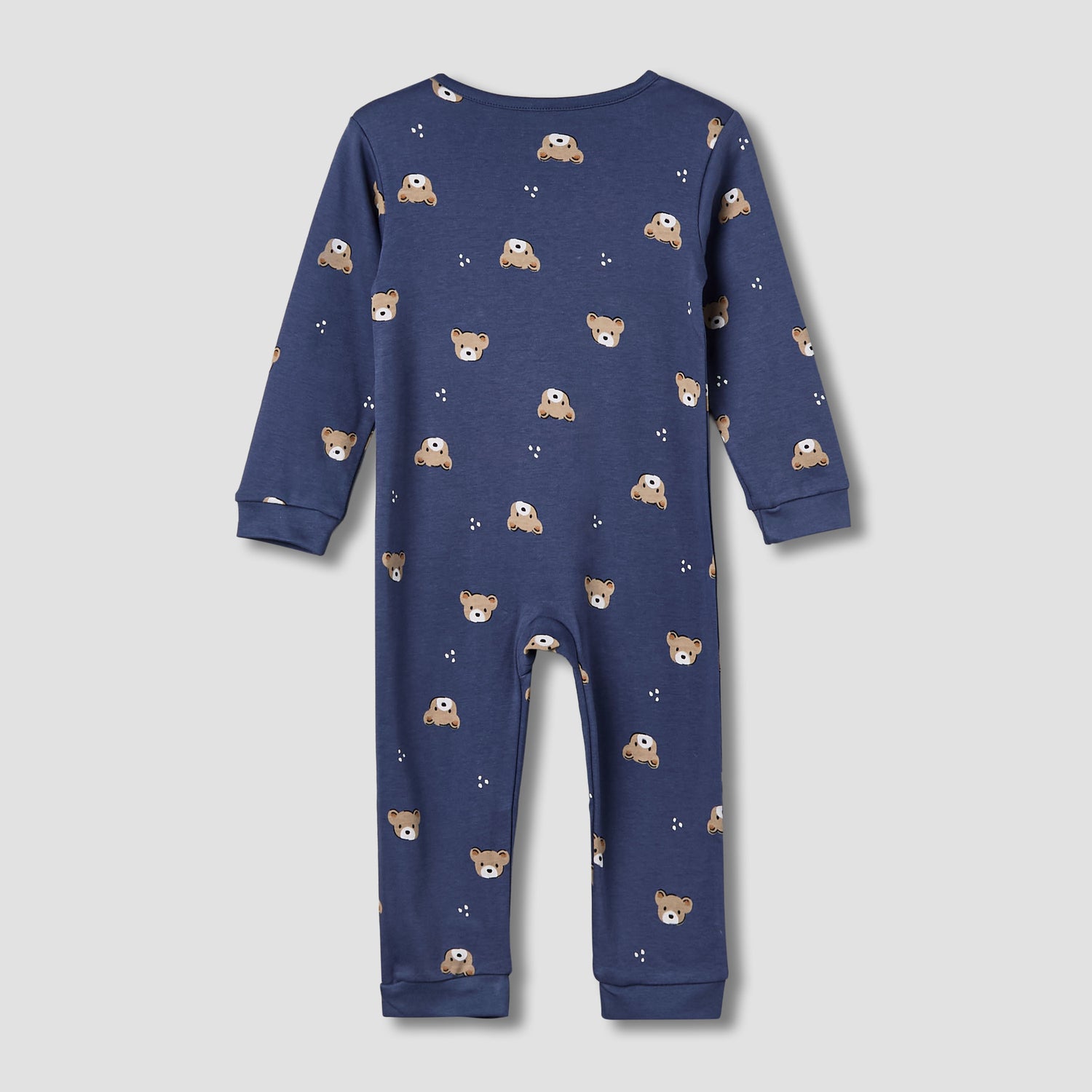 Juniors Cotton Round Neck Long Sleeve Sleepsuit with Zip Closure