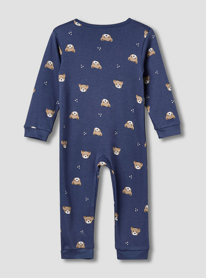 Juniors Cotton Round Neck Long Sleeve Sleepsuit with Zip Closure-baby-boys-clothing-nightwear-sleepsuits-image-2
