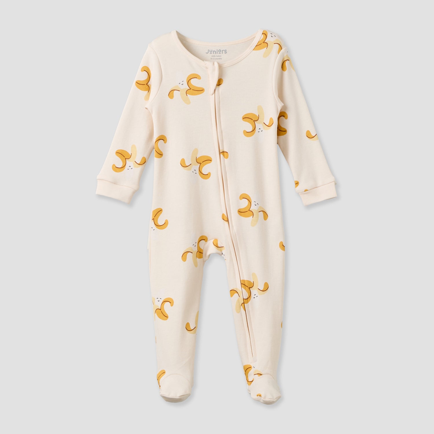 Juniors Cotton Crew Neck Long Sleeves Sleepsuit with Zip Closure