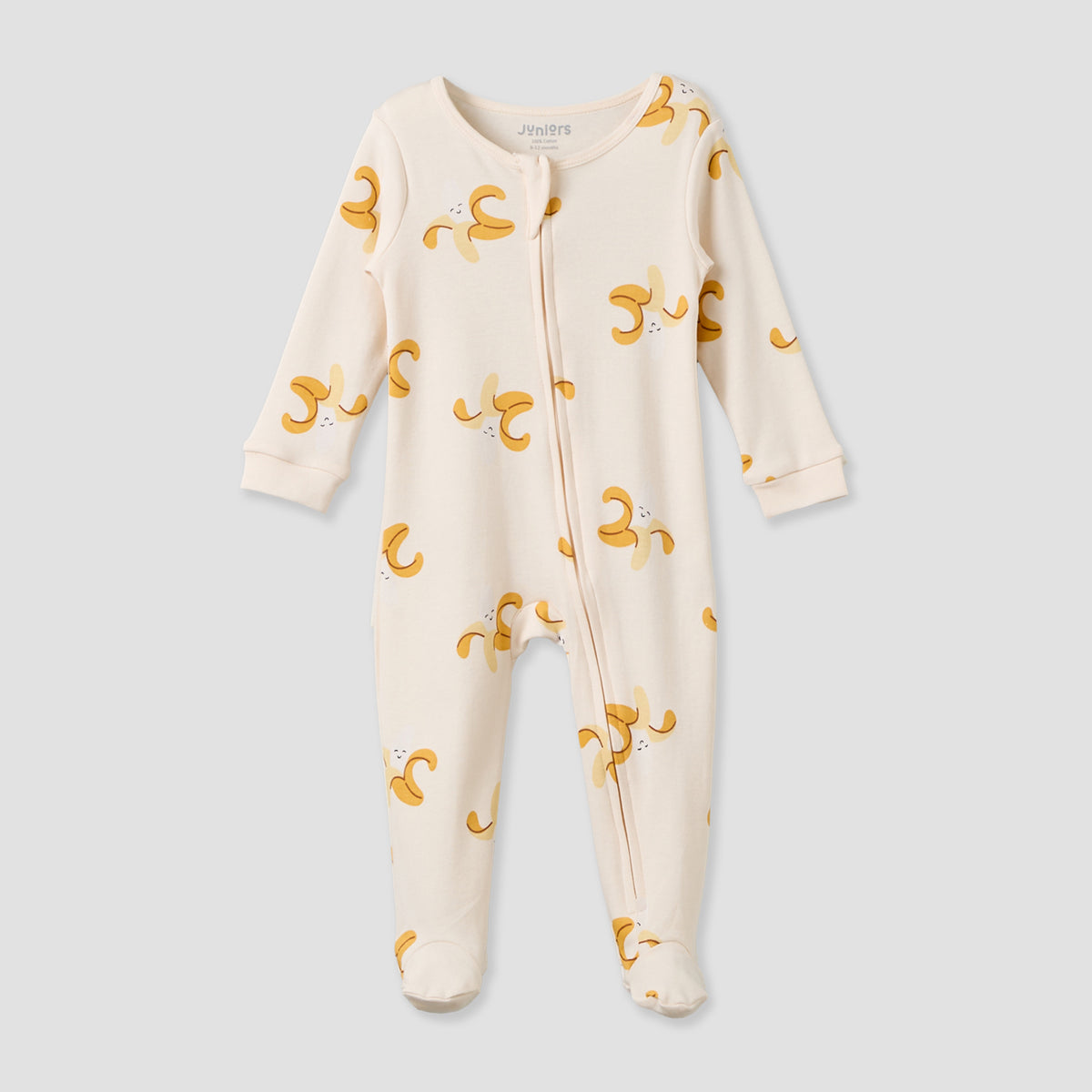 Juniors Cotton Crew Neck Long Sleeves Sleepsuit with Zip Closure