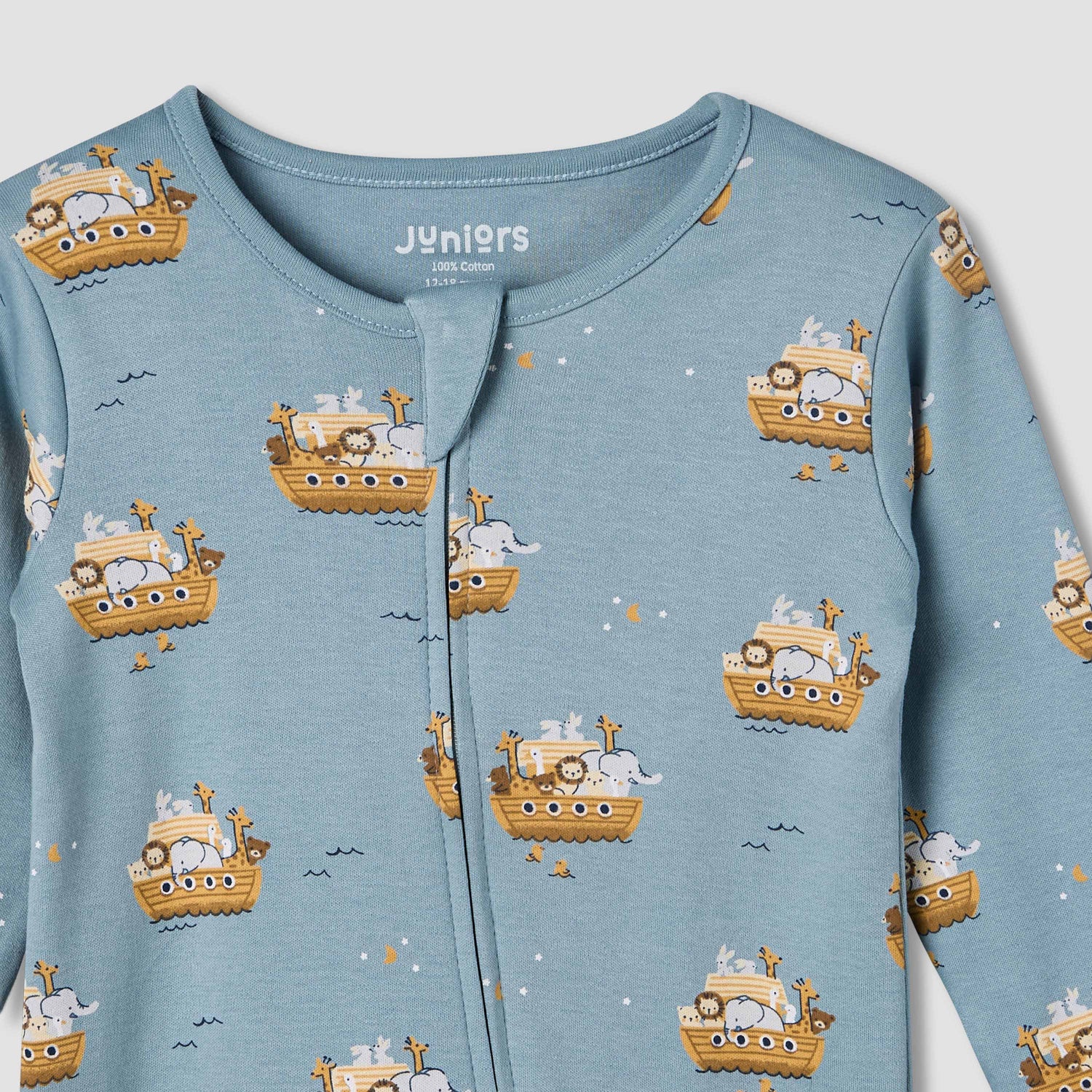 Juniors Cotton Round Neck Long Sleeves Sleepsuit with Print