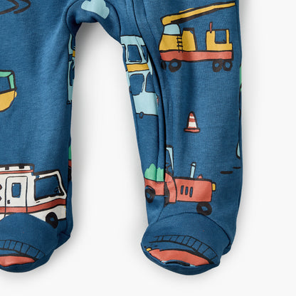 Juniors Cotton Crew Neck Long Sleeves Sleepsuit with Vehicle Print