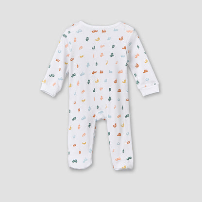 Juniors Cotton Crew Neck Long Sleeves Sleepsuit with Alphabet Print