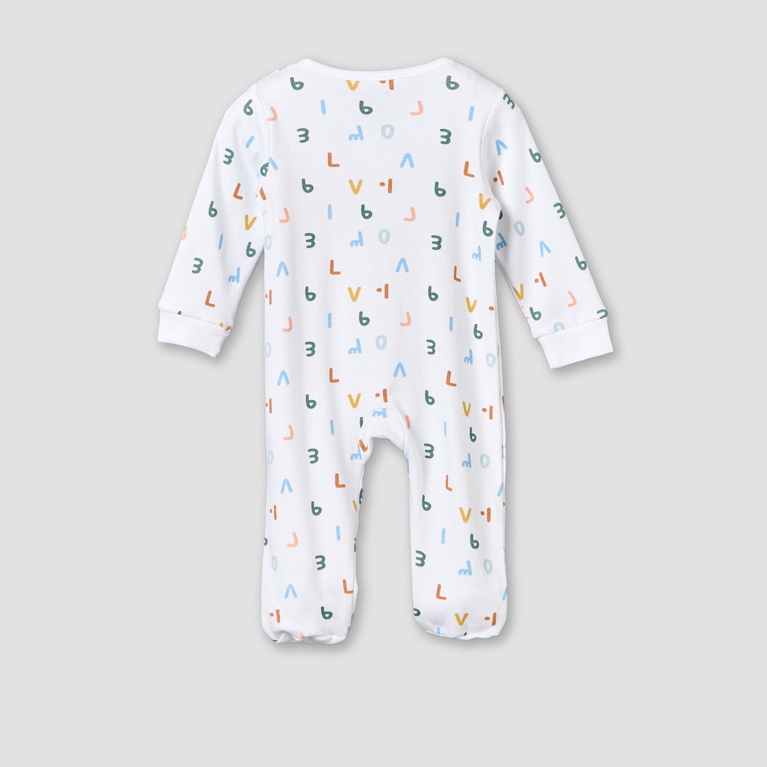 Juniors Cotton Round Neck Long Sleeves Sleepsuit with Alphabet Print