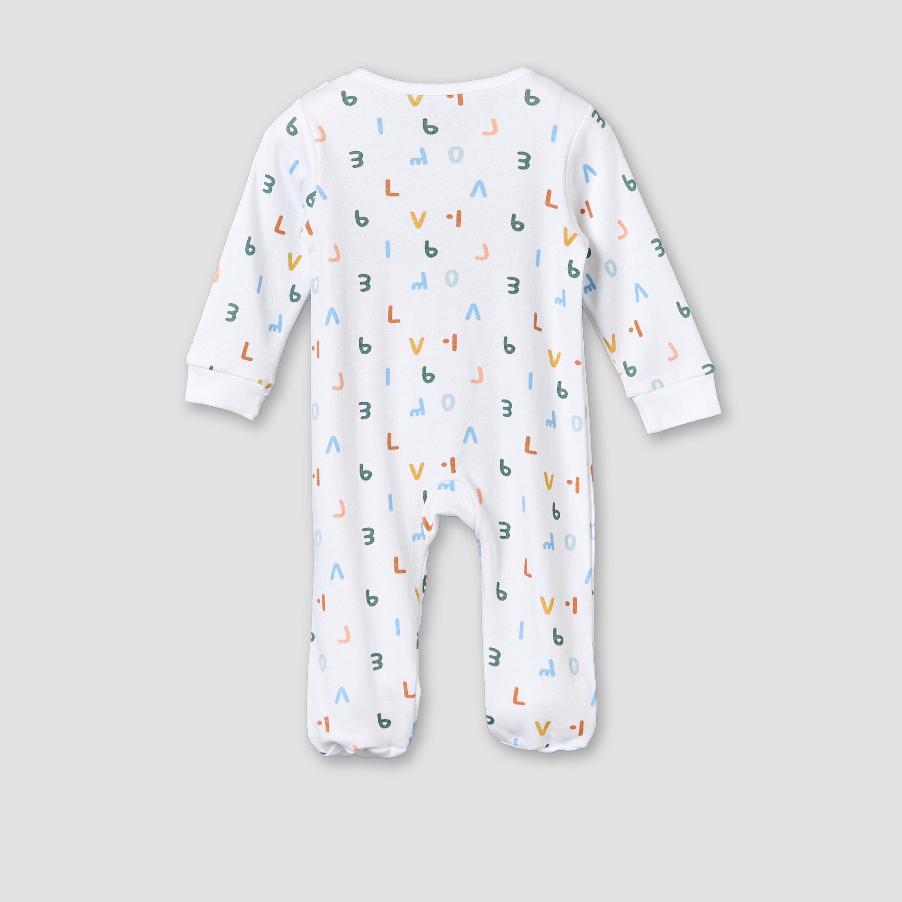 Juniors Cotton Round Neck Long Sleeves Sleepsuit with Alphabet Print