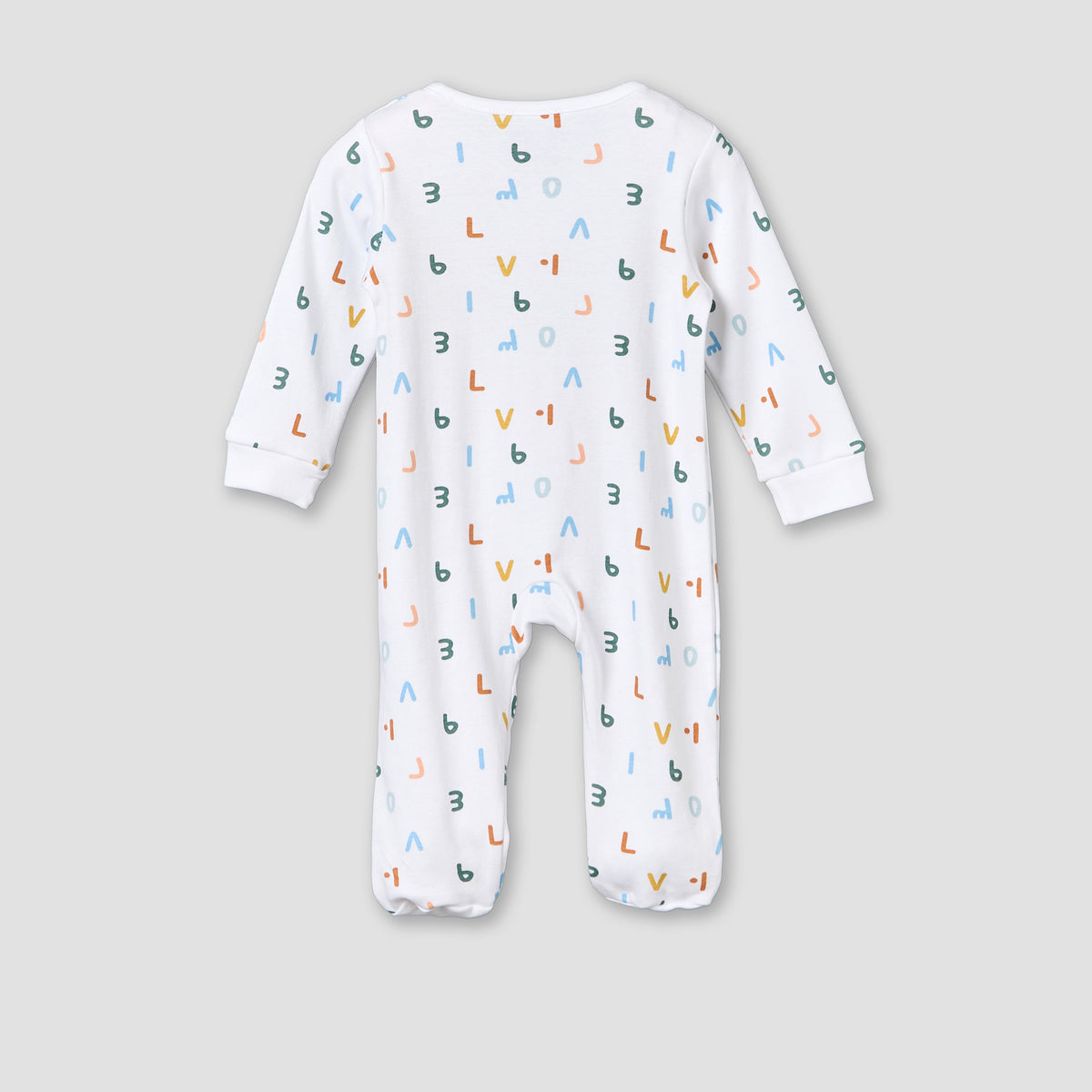 Juniors Cotton Round Neck Long Sleeves Sleepsuit with Alphabet Print