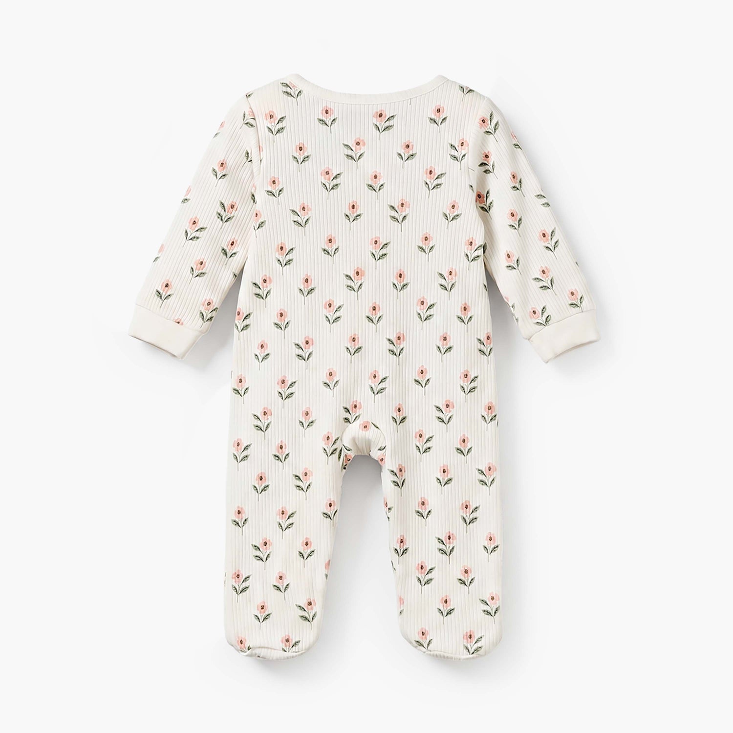 Juniors Cotton Round Neck Long Sleeves Sleepsuit with Floral Print