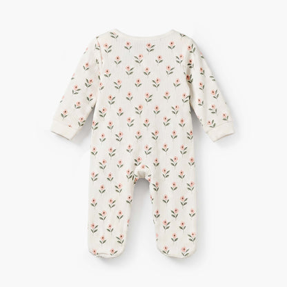 Juniors Cotton Round Neck Long Sleeves Sleepsuit with Floral Print