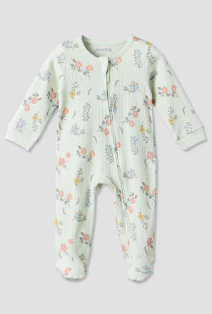 Juniors Cotton Crew Neck Long Sleeves Sleepsuit with Floral Print