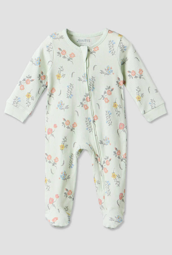 Juniors Cotton Crew Neck Long Sleeves Sleepsuit with Floral Print