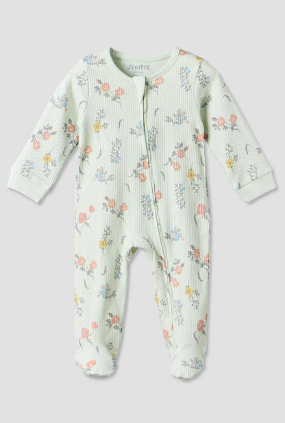 Juniors Cotton Crew Neck Long Sleeves Sleepsuit with Floral Print