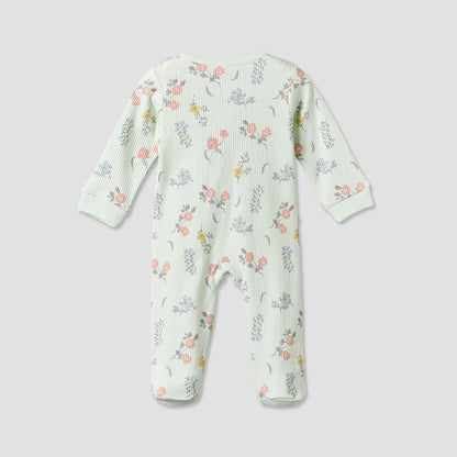 Juniors Cotton Crew Neck Long Sleeves Sleepsuit with Floral Print