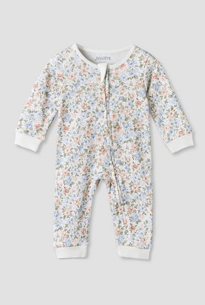 Juniors Cotton Round Neck Long Sleeves Sleepsuit with Floral Print