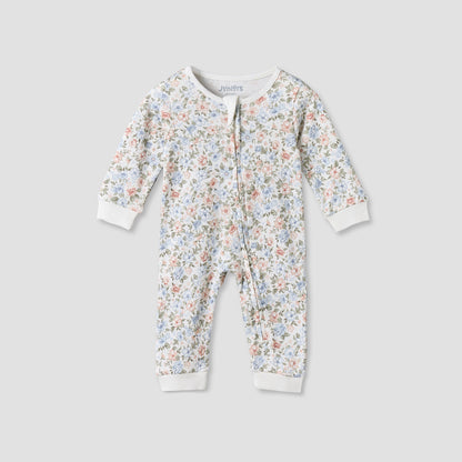 Juniors Cotton Round Neck Long Sleeves Sleepsuit with Floral Print - Multicolour / 12-18 mths