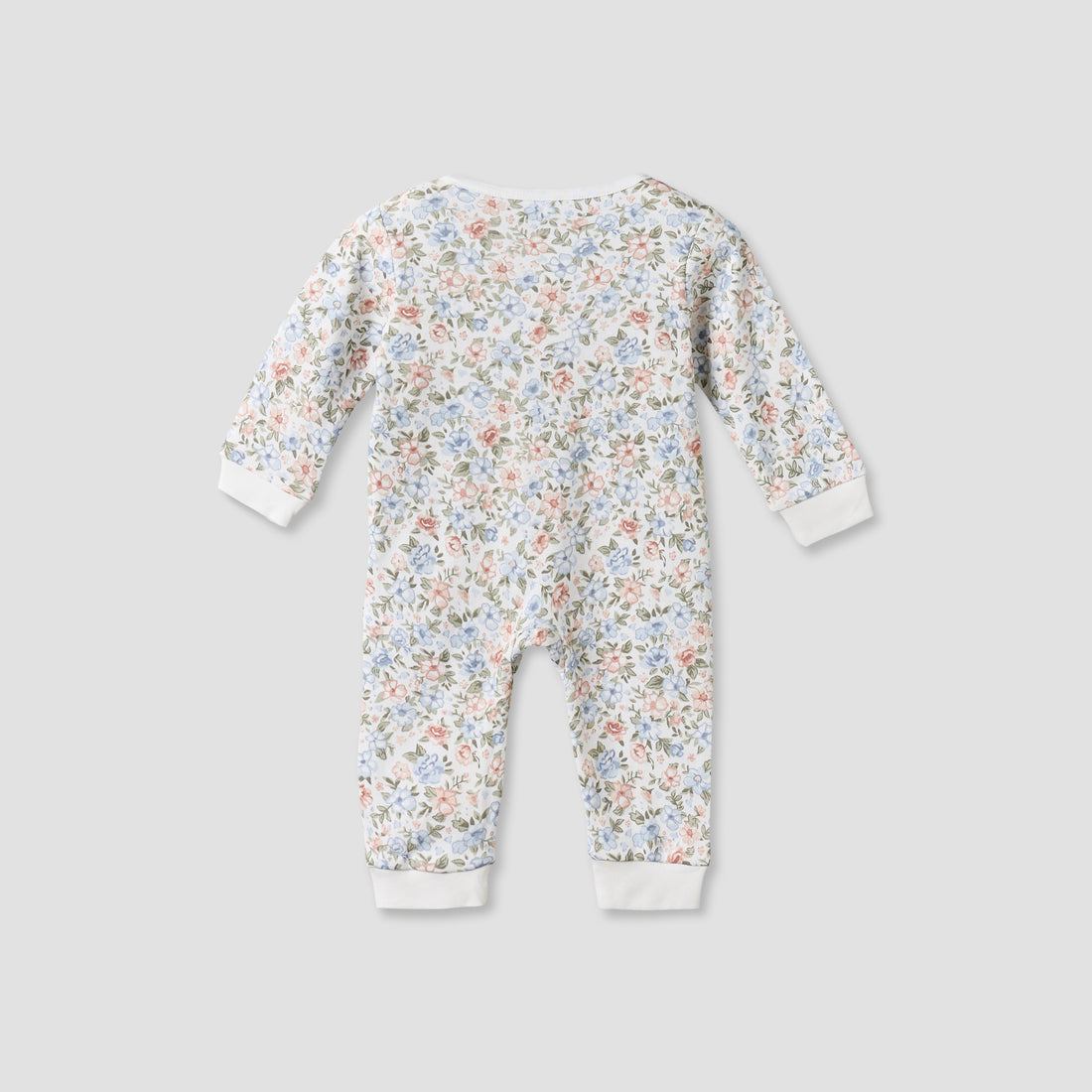 Juniors Cotton Round Neck Long Sleeves Sleepsuit with Floral Print