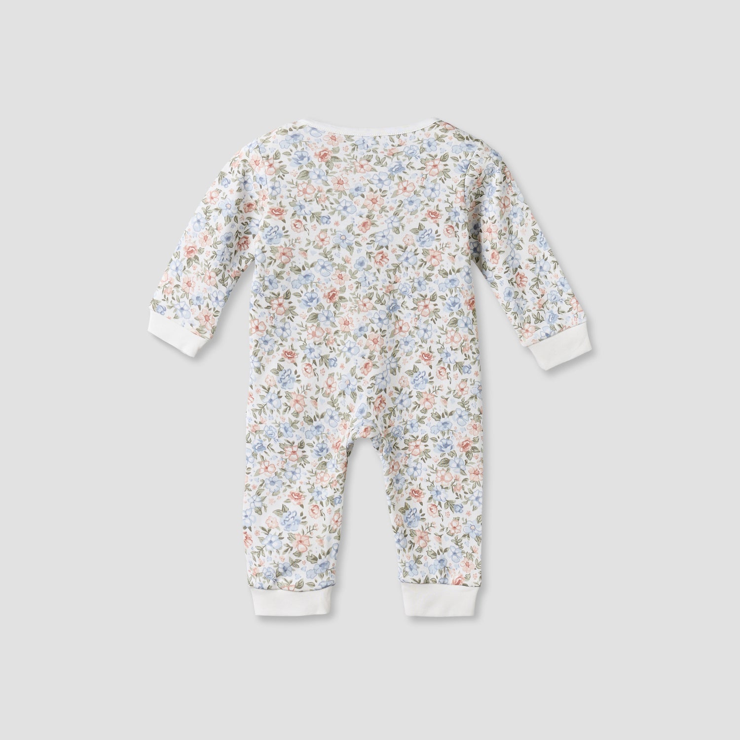 Juniors Cotton Round Neck Long Sleeves Sleepsuit with Floral Print