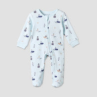 Juniors Cotton Crew Neck Long Sleeves Sleepsuit with Nautical Print-undefined-image-1
