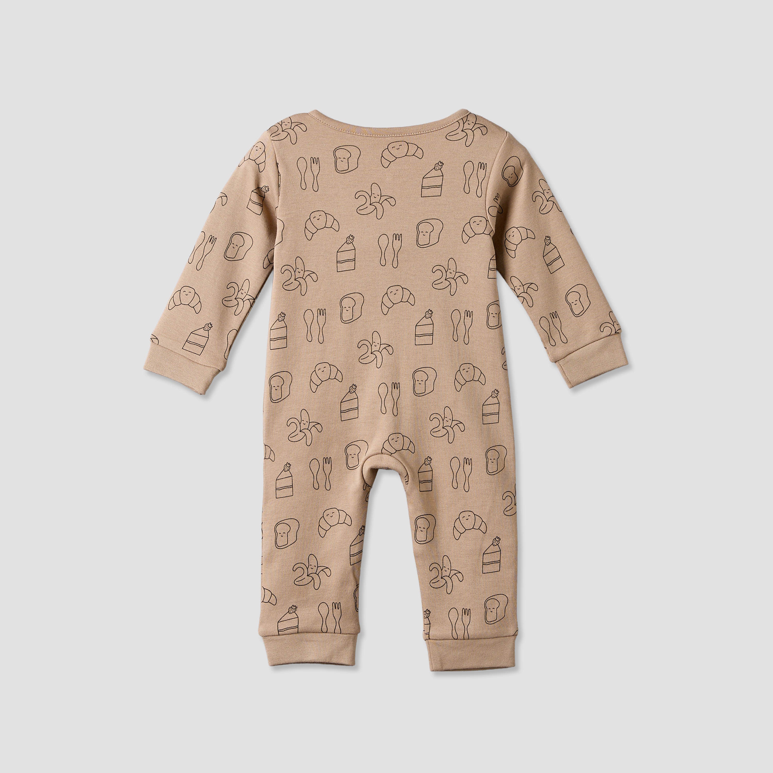 Juniors Cotton Crew Neck Long Sleeves Sleepsuit with Food Print