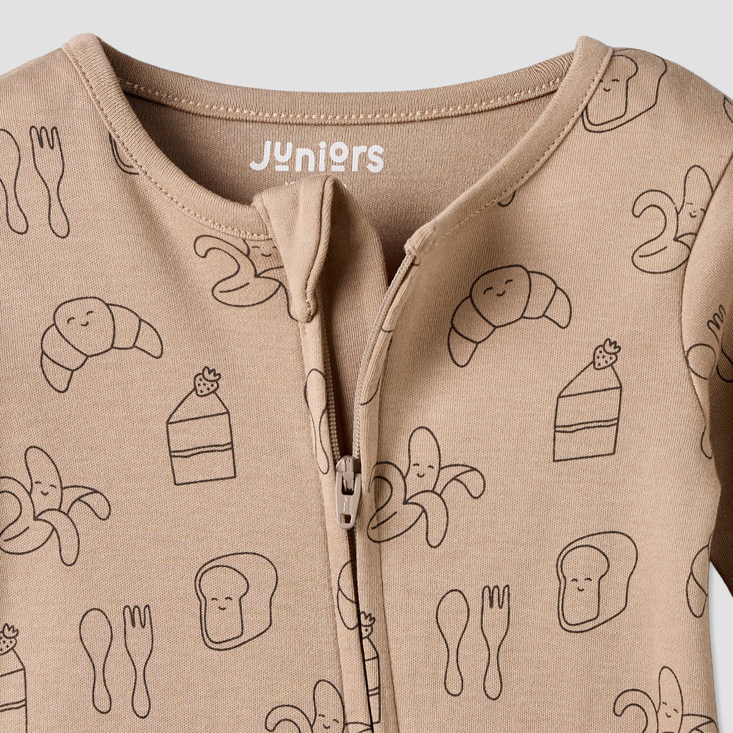 Juniors Cotton Crew Neck Long Sleeves Sleepsuit with Food Print