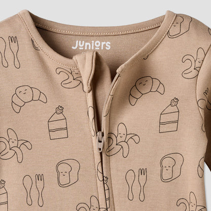 Juniors Cotton Crew Neck Long Sleeves Sleepsuit with Food Print