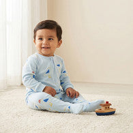 Juniors Cotton Crew Neck Long Sleeves Sleepsuit with Zip Closure-undefined-image-1