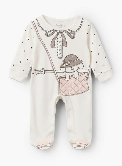 Juniors Cotton Crew Neck Long Sleeves Sleepsuit with Graphic Print-baby-girls-clothing-nightwear-sleepsuits-image-2